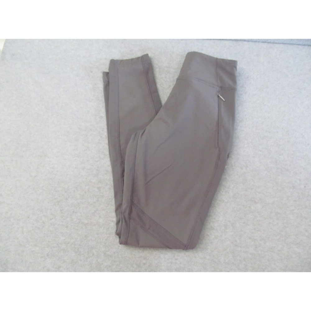 Athleta Women High Rise Leggings Size 2 Gray Zipper Pockets Moto Mesh Trim Gym